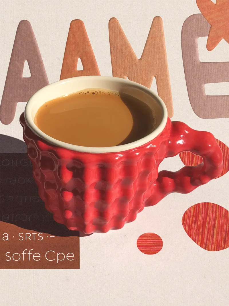 Illustration einer Keramiktasse mit Spezialitätenkaffee, fiktives Konzept